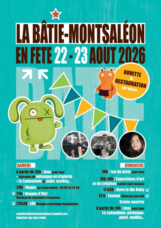 Nous vous espérons nombreux pour cette fêtre du village organisée au pied levé par une nouvelle équipe dynamisée